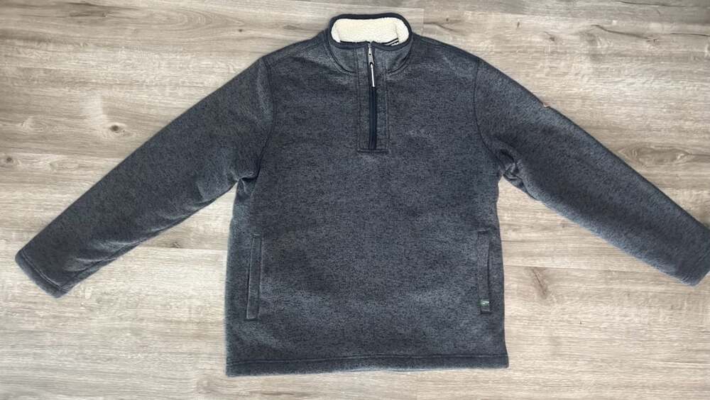 Orvis 1/4 Zip Pullover Size L/G Gray Sherpa Lined Fleece Sweater